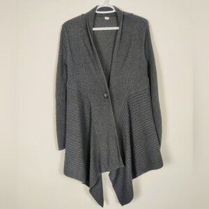 Old Navy Women's Asymmetric Knit Cardigan in Gray Size Medium Cotton Blend